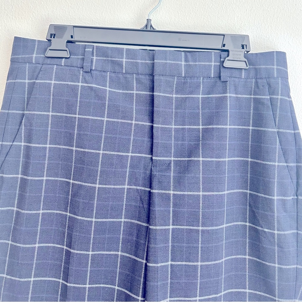 NWT Banana Republic Logan Mid Rise In Blue Gray Windowpane Trouser Size 8 - Picture 3 of 12